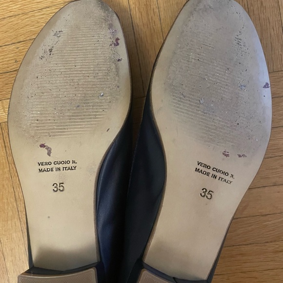 Navy Leather Ballet Flats - Picture 2 of 4